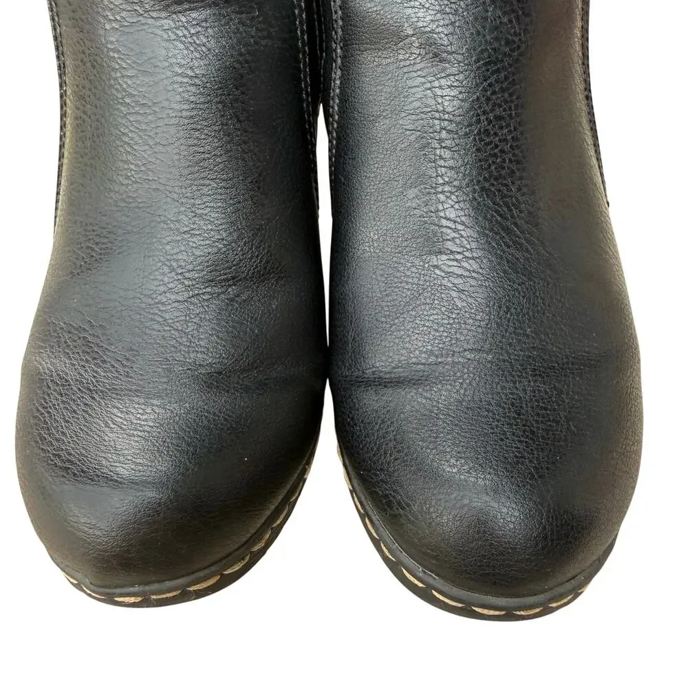 Eurosoft Tahira Comfort Booties Women’s Black Vegan Leather Side Zip - Size 7.5